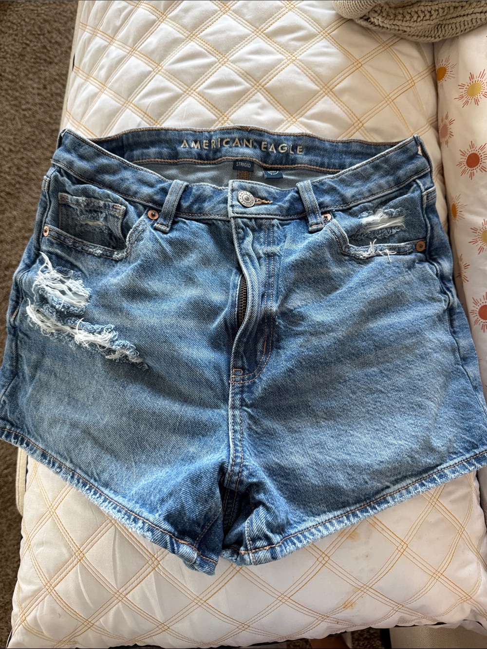 American Eagle Outfitters Light Blue Distressed Jean Shorts